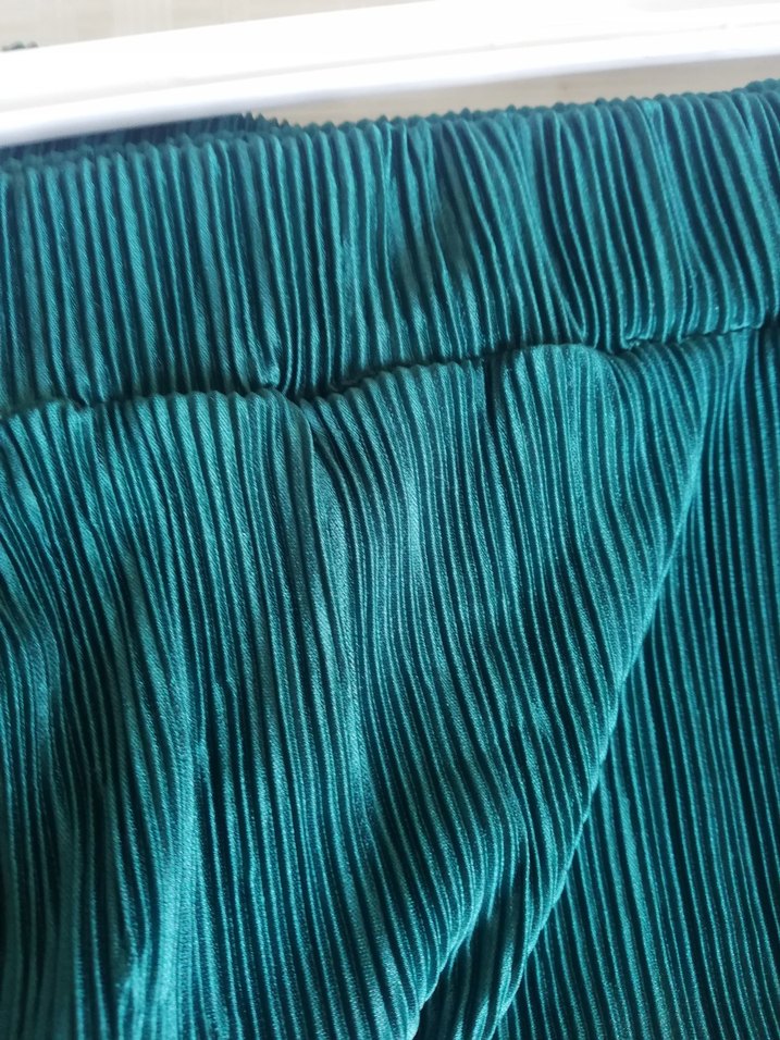 Turkuaz yeşil Pilili Bohem Kadın Pantolon - Görsel 3