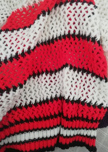 delikli çizgili Kadın Triko Kazak - Görsel 3