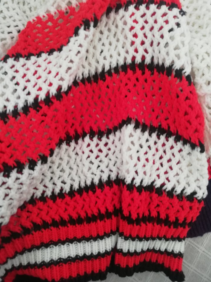 delikli çizgili Kadın Triko Kazak - Görsel 3