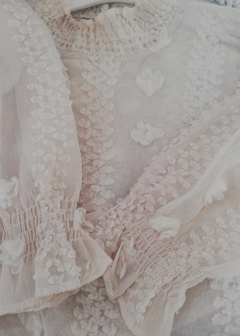 Bohem Stil Bej renk transparan Bluz - Görsel 3