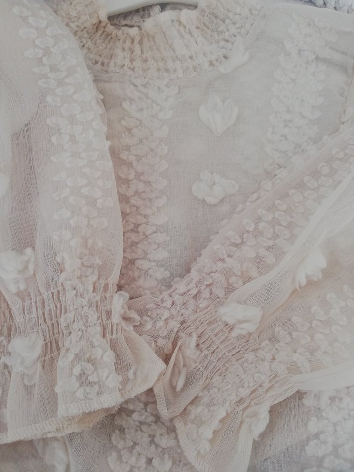 Bohem Stil Bej renk transparan Bluz - Görsel 3