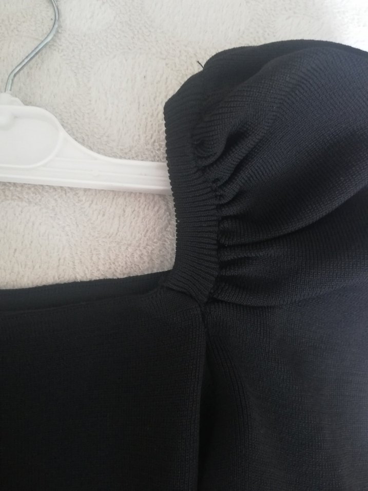 Drapeli Siyah triko Uzun Kollu Kadın Bluz - Görsel 2