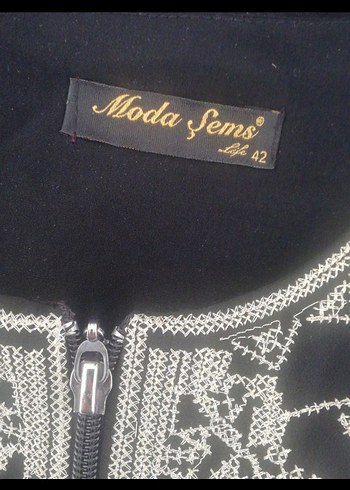 Uzun Kollu simli İşlemeli Siyah ferace - Görsel 3