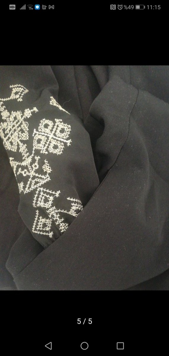 Uzun Kollu simli İşlemeli Siyah ferace - Görsel 5