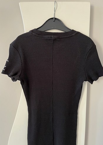 Bershka Bershla Kısa Kollu Siyah Desenli Elbisesi