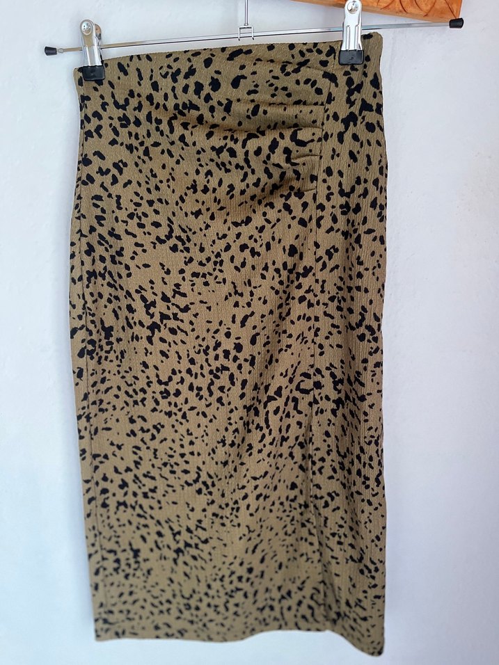 Drapeli zümrüt yeşili  Yılan Desenli Uzun Etek - Görsel 3