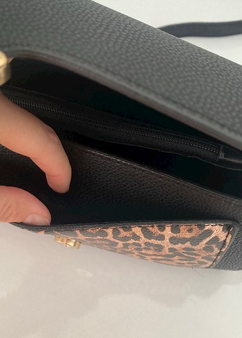Beden Kahverengi Leopar Desenli Deri Kadın Çanta