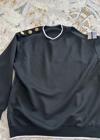 Diğer Siyah,Gold Düğme detaylı pencere kol sweat
