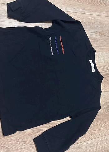 Zara Kids Erkek Çocuk Siyah Baskılı Sweatshirt