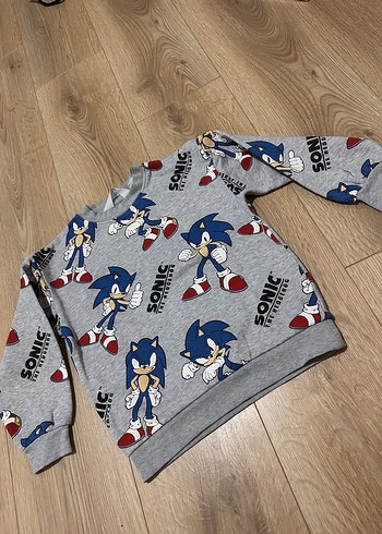 H&M Sonic Baskılı Gri Erkek Sweatshirt