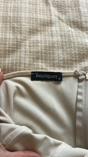 m Beden Bej Korset Crop Üst - Etiketli Boutiquen