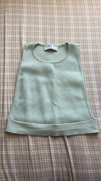 Mint Yeşili Ribanalı Krop - Bershka - Small Beden