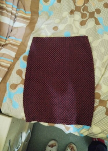 Bordo Örgü Mini Etek - Görsel 2