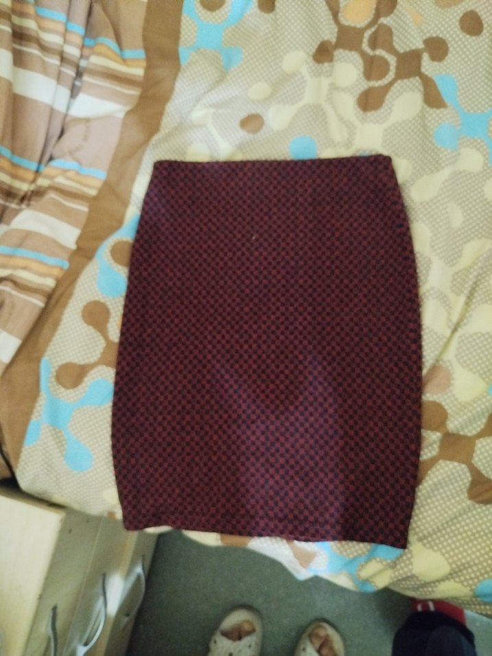 Bordo Örgü Mini Etek - Görsel 2