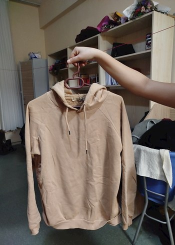 Bej Kadın Kapüşonlu Sweatshirt - Görsel 2