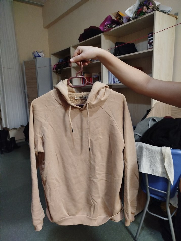 Bej Kadın Kapüşonlu Sweatshirt - Görsel 2