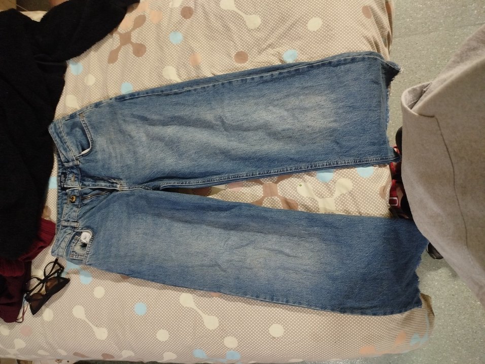 Mavi Bol Kesim Midi Boy Kadın Kot Pantolon - Görsel 2