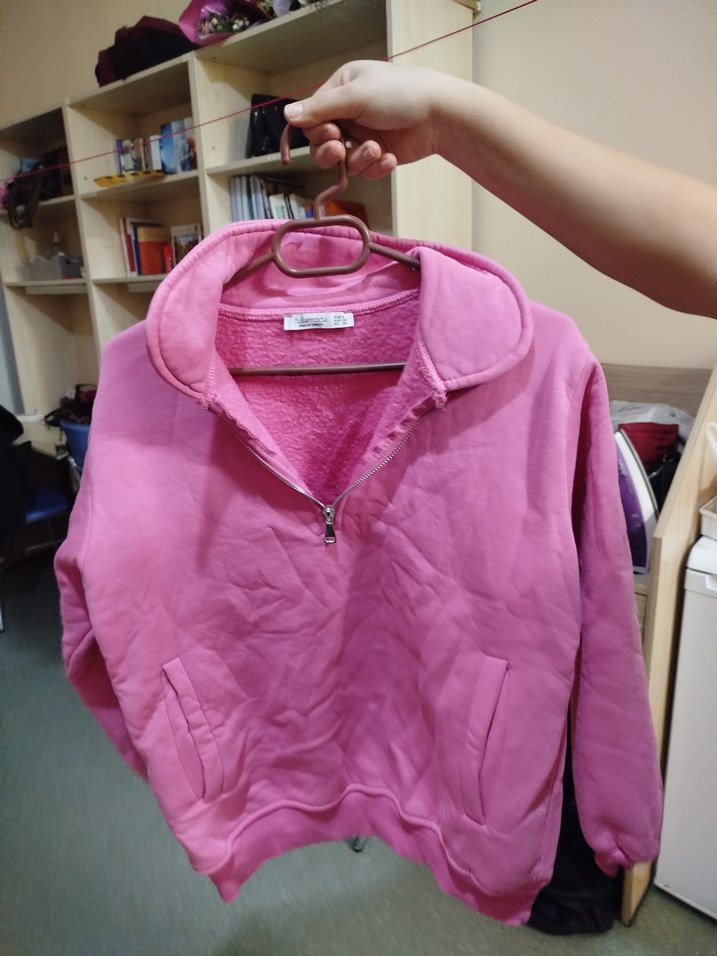 Pembe Fermuarlı Kadın Sweatshirt - Görsel 2