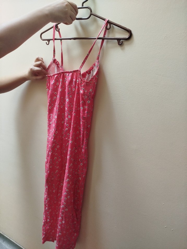 Pembe Halter Yaka Midi Bohem Elbise - Görsel 2