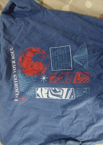 Mavi Pamuklu Kısa Kollu Hamile Tişörtü - Görsel 2