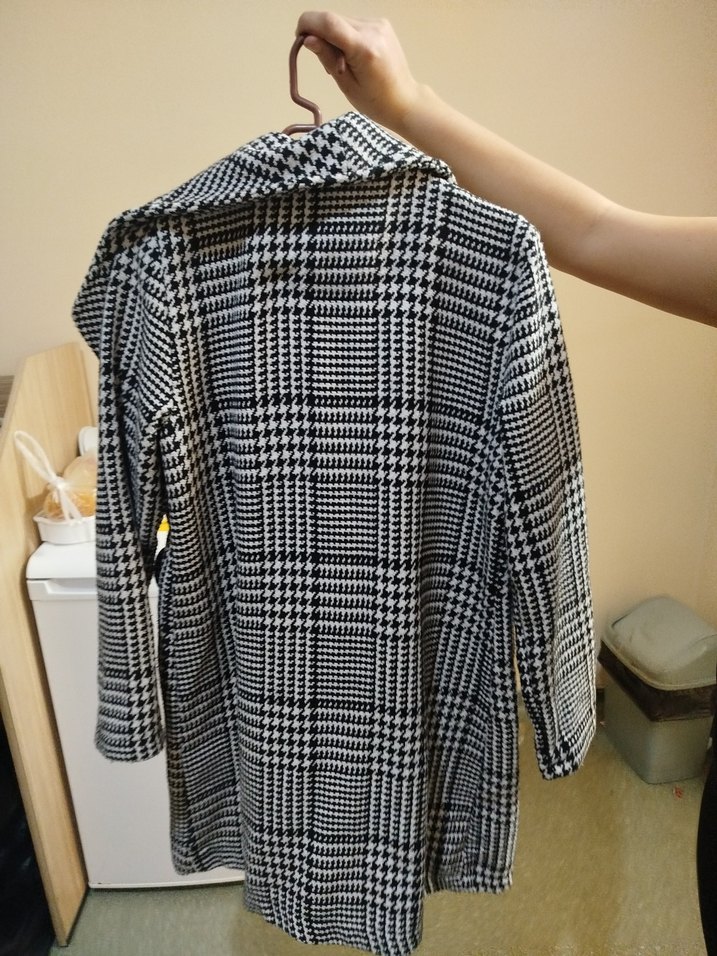 Gri Ekose Desenli Midi Kadın Kaban - Görsel 2