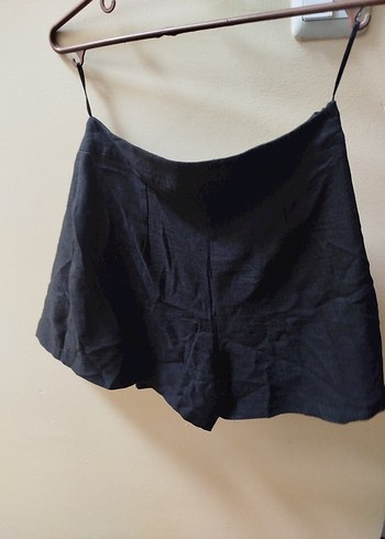 Siyah Keten Pilili Mini Etek - Görsel 2