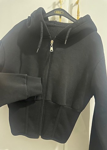 Siyah Fermuarlı Yüksek Yakalı Sweatshirt - Görsel 2