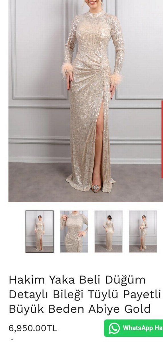 Koyu Lacivert Kürklü Uzun Kollu Abiye Elbise - Görsel 4