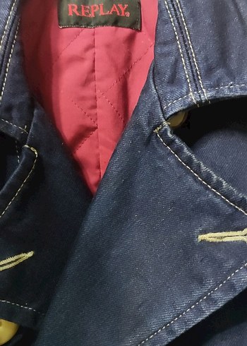 Lacivert Kadın Denim Uzun Trençkot - Görsel 3