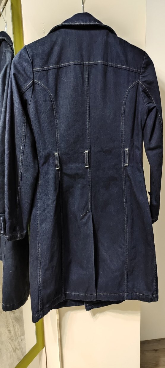 Lacivert Kadın Denim Uzun Trençkot - Görsel 5