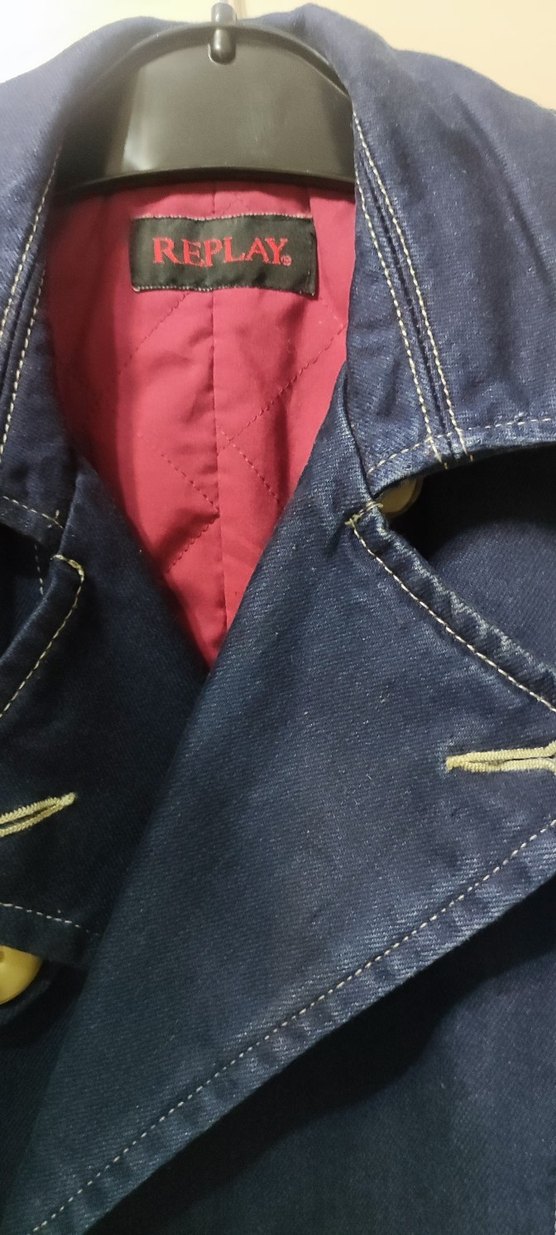 Lacivert Kadın Denim Uzun Trençkot - Görsel 3