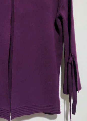 Kadın Mor Düğmeli Yün Hırka - Görsel 3