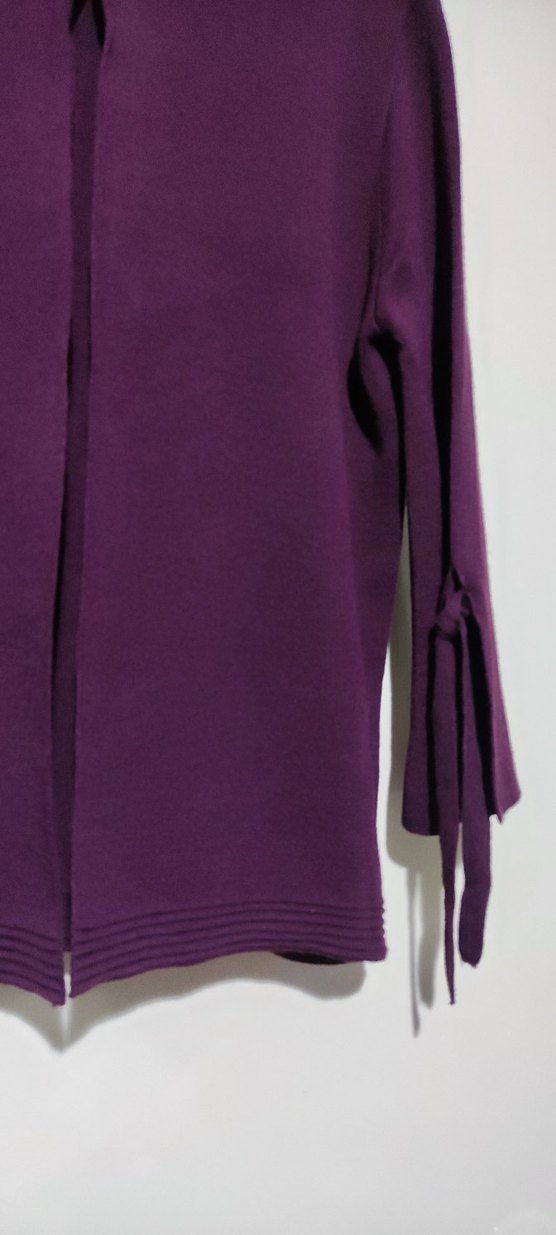 Kadın Mor Düğmeli Yün Hırka - Görsel 3