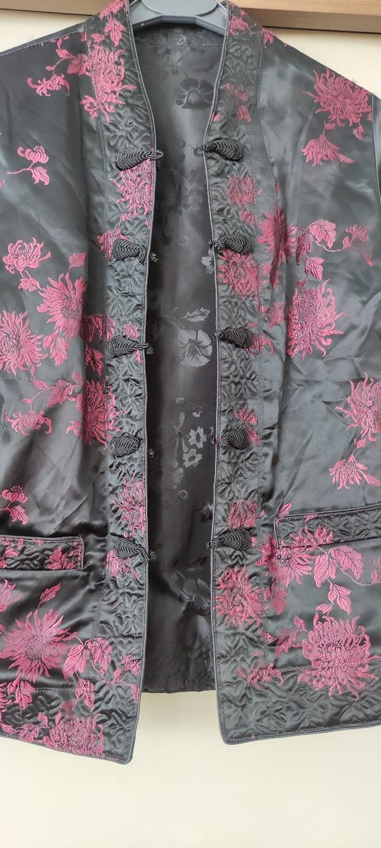 Bordo Desenli Kadın Saten Ceket - Görsel 4