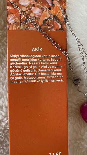 Diğer Akik doğal taş kolye. Çeliktir