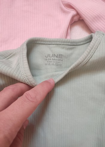 1,5 Yaş Beden pembe Renk June 2li uzun kollu çıtçıtlı body 18-24