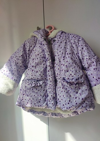 HelloBaby Kapüşonlu Mor Kız Çocuk Montu Kürklü 18-24