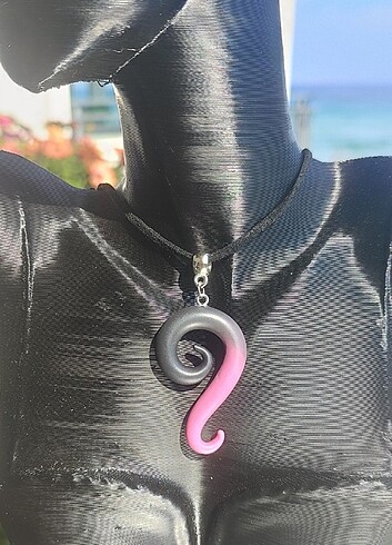 Spiral kolye(kuyruklu) - pembe, siyah