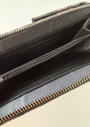 Zincir Detaylı Gri Coach Deri Kadın Cüzdan Çanta - Görsel 4