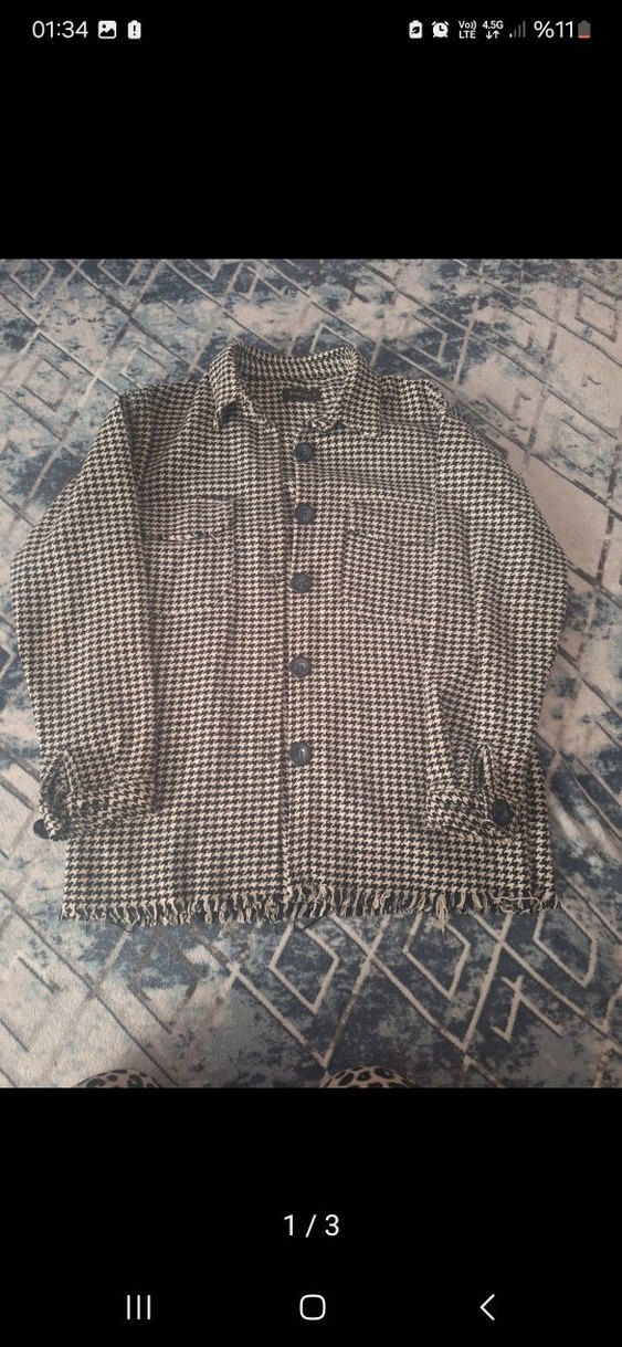 Düğmeli Uzun Kollu Midi Gri çeket - Görsel 2