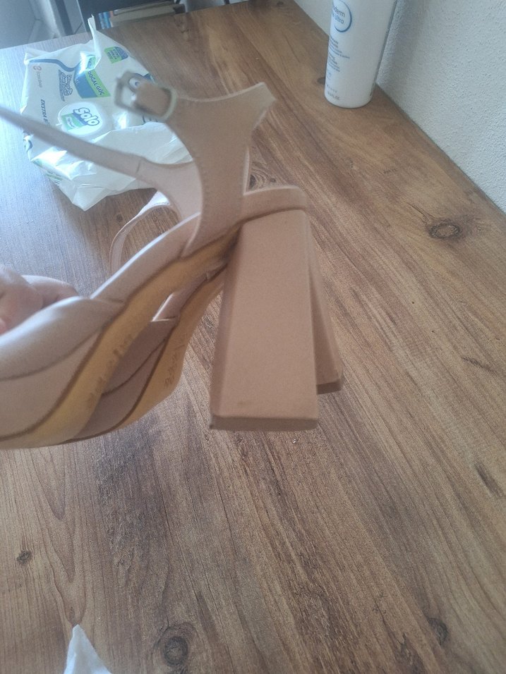 Bej Deri Platform Topuklu Kadın Ayakkabı - Görsel 5