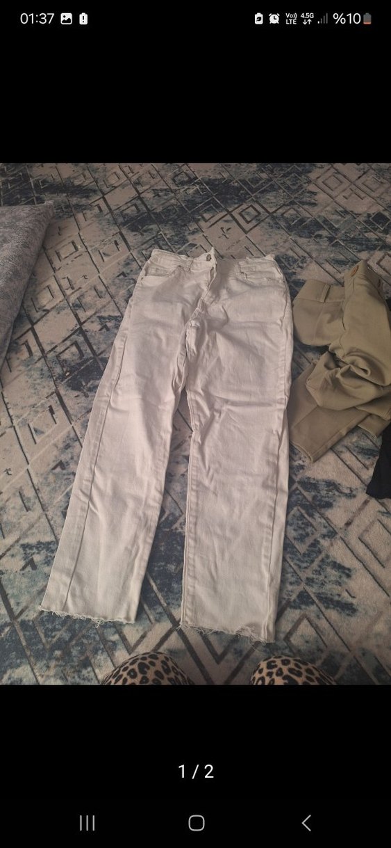 Beyaz Kadın Kot Pantolon - Görsel 2