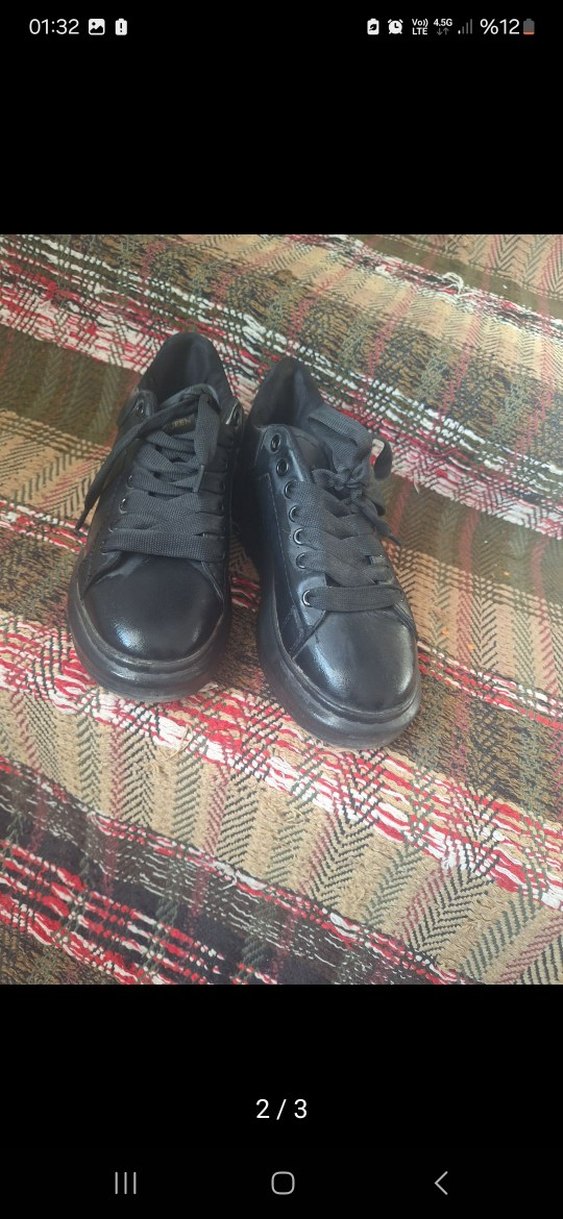 Siyah Platform Topuklu Kadın Spor Ayakkabı - Görsel 2