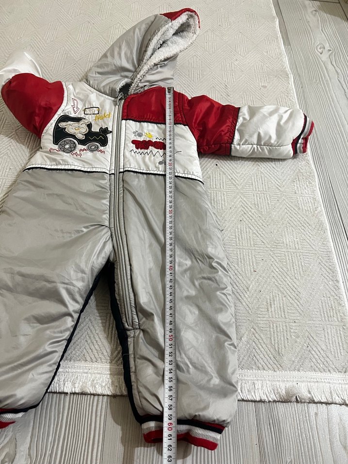 Gri Kapüşonlu Erkek Bebek Kayak Tulumu - Görsel 3