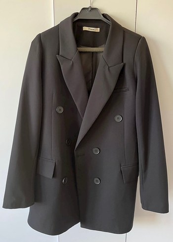 Düğmeli Siyah Kadın Blazer Ceket