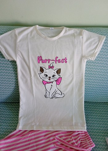 m Beden Baskılı Kadın Kısa Kollu Mini Pijama Takımı