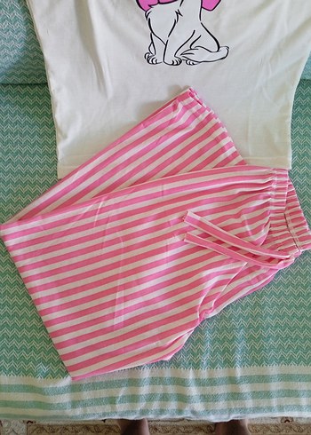 m Beden beyaz Renk Baskılı Kadın Kısa Kollu Mini Pijama Takımı