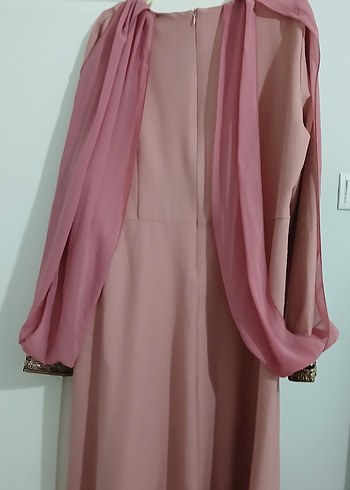 Pembe Nakışlı Uzun Kollu Kadın Elbise - Görsel 6