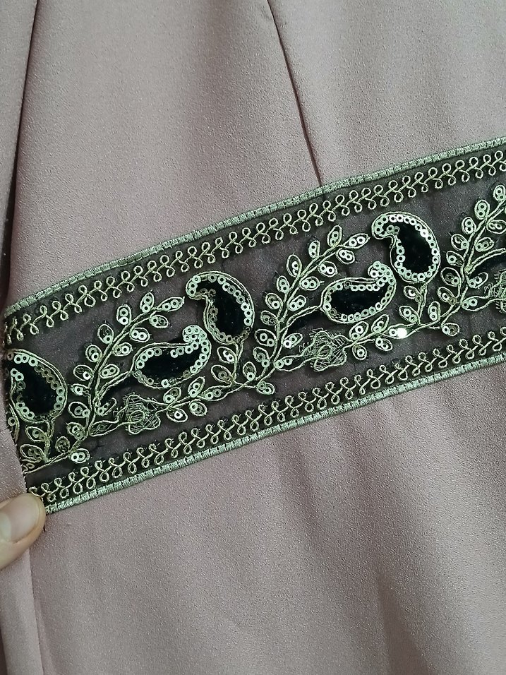 Pembe Nakışlı Uzun Kollu Kadın Elbise - Görsel 5