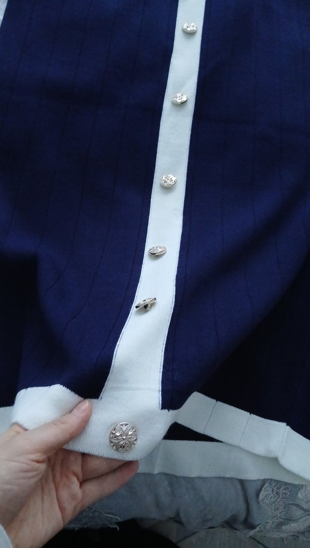 Düğmeli Uzun Mavi Etek - Görsel 2